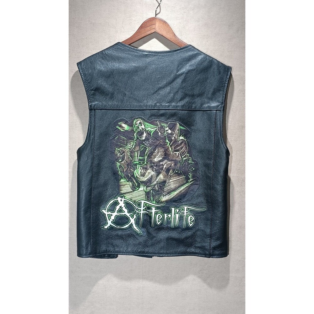 Vintage Hillside Leather Biker Punk Heavy Metal Vest Size Large